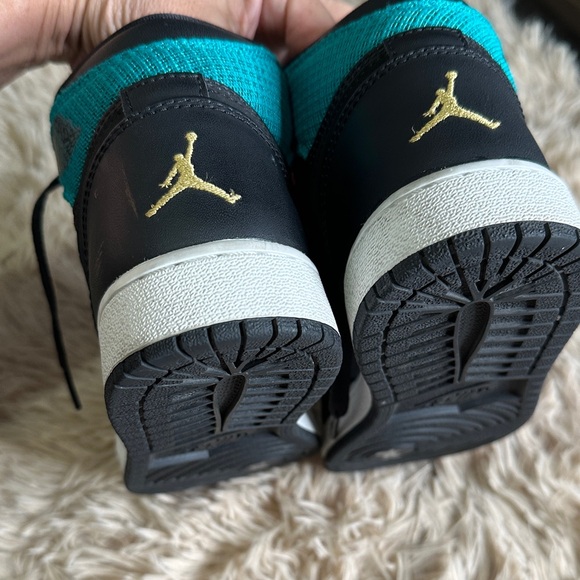 Air Jordan Black and Teal High-Top Sneakers - Picture 13 of 16